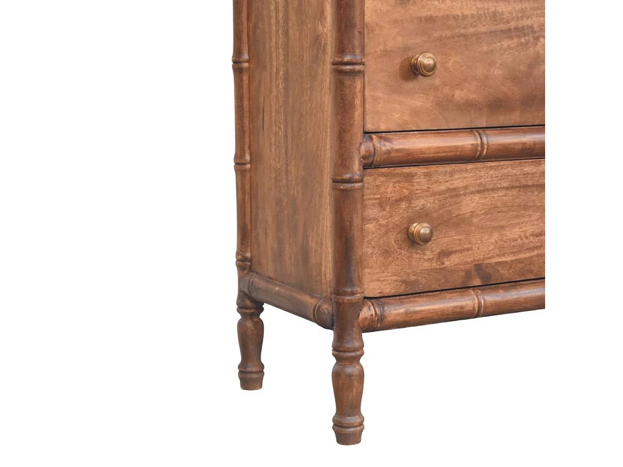 Artisan Furniture Bois massif Commode Sculpée en Bambou à 3 Tiroirs