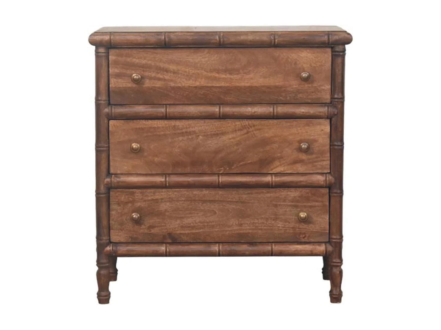 Commode sculptée en bambou Artisan Furniture, 3 tiroirs, brun chaud
