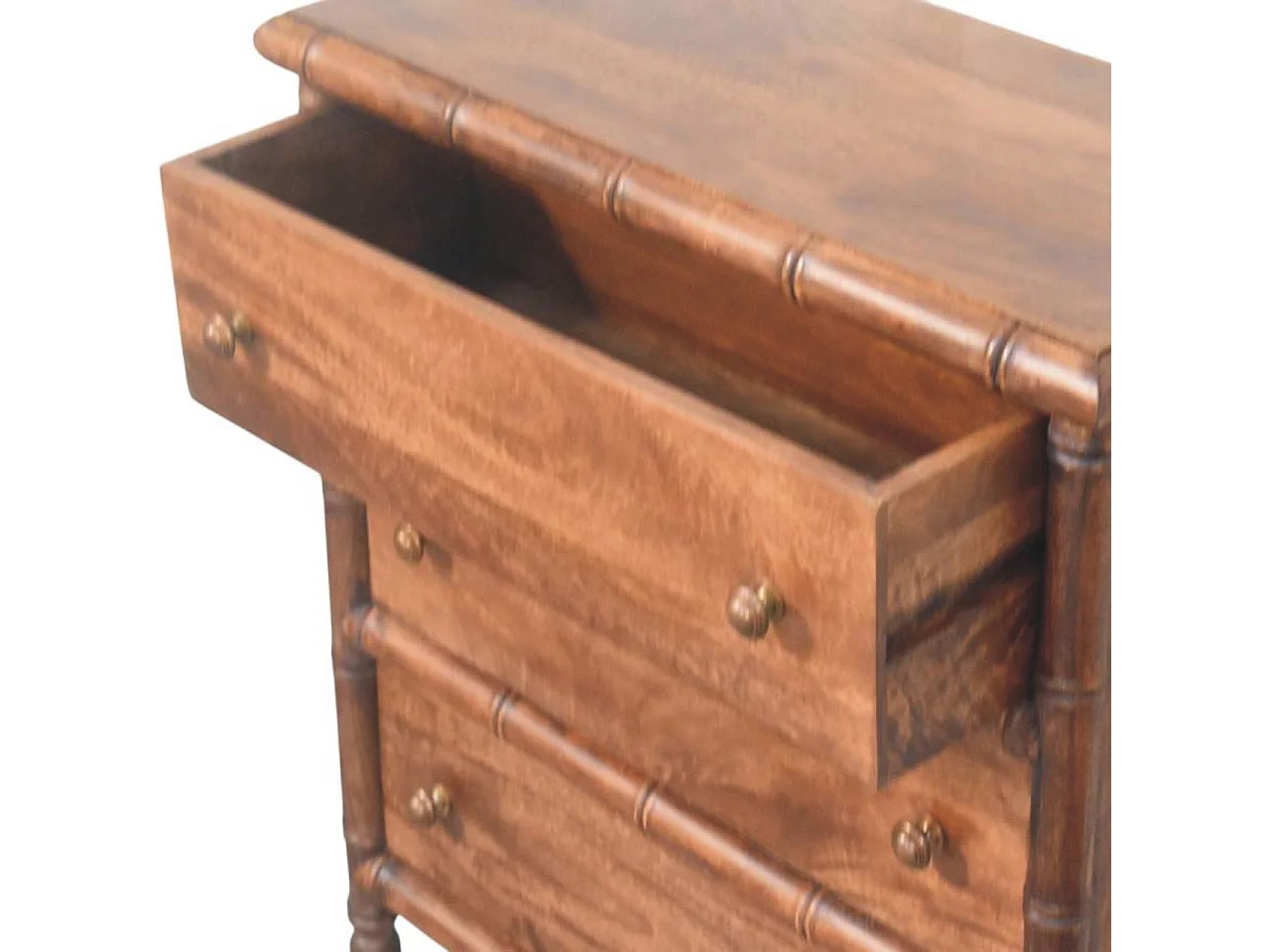 Commode sculptée en bambou Artisan Furniture, 3 tiroirs, brun chaud