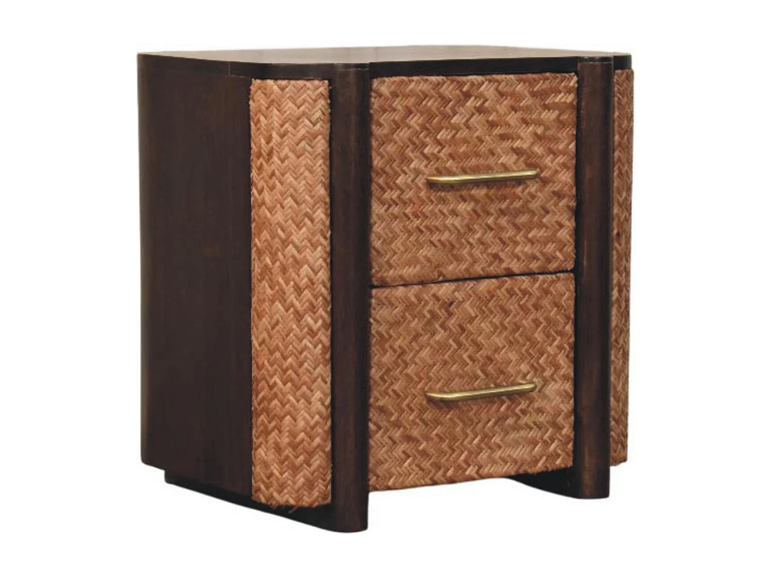 Artisan Furniture Bois massif Commode Havana avec Tiroirs en Rotin, 2 tiroirs, Couleur claire