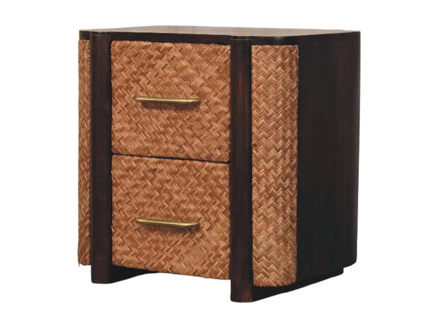 Artisan Furniture Bois massif Commode Havana avec Tiroirs en Rotin, 2 tiroirs, Couleur claire