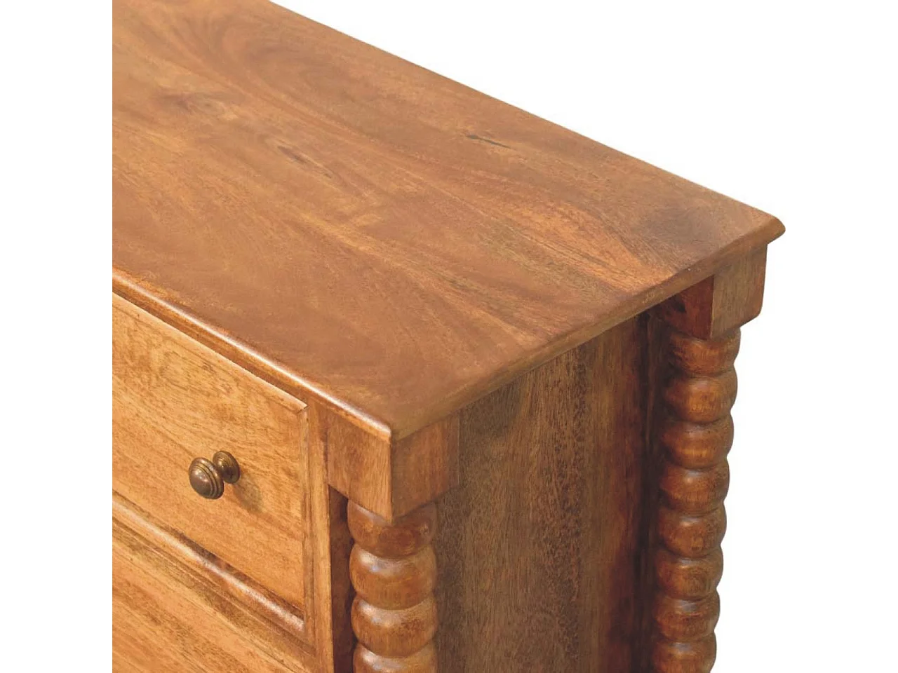 Artisan Furniture Bois massif Commode à Pieds Tournés, 3 tiroirs, Brun