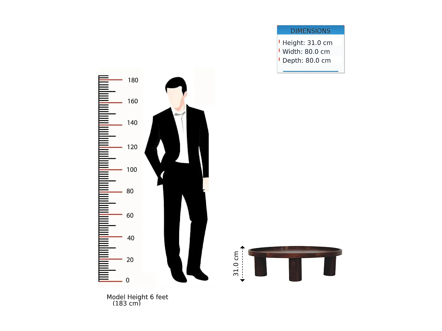 Artisan Furniture Bois massif Table Basse Crescent en Châtaignier