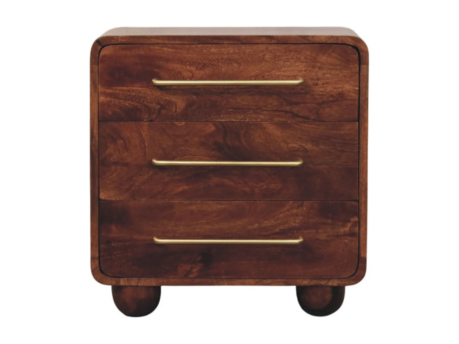 Artisan Furniture Bois massif Commode Arrondie à, 3 Tiroirs, Brun