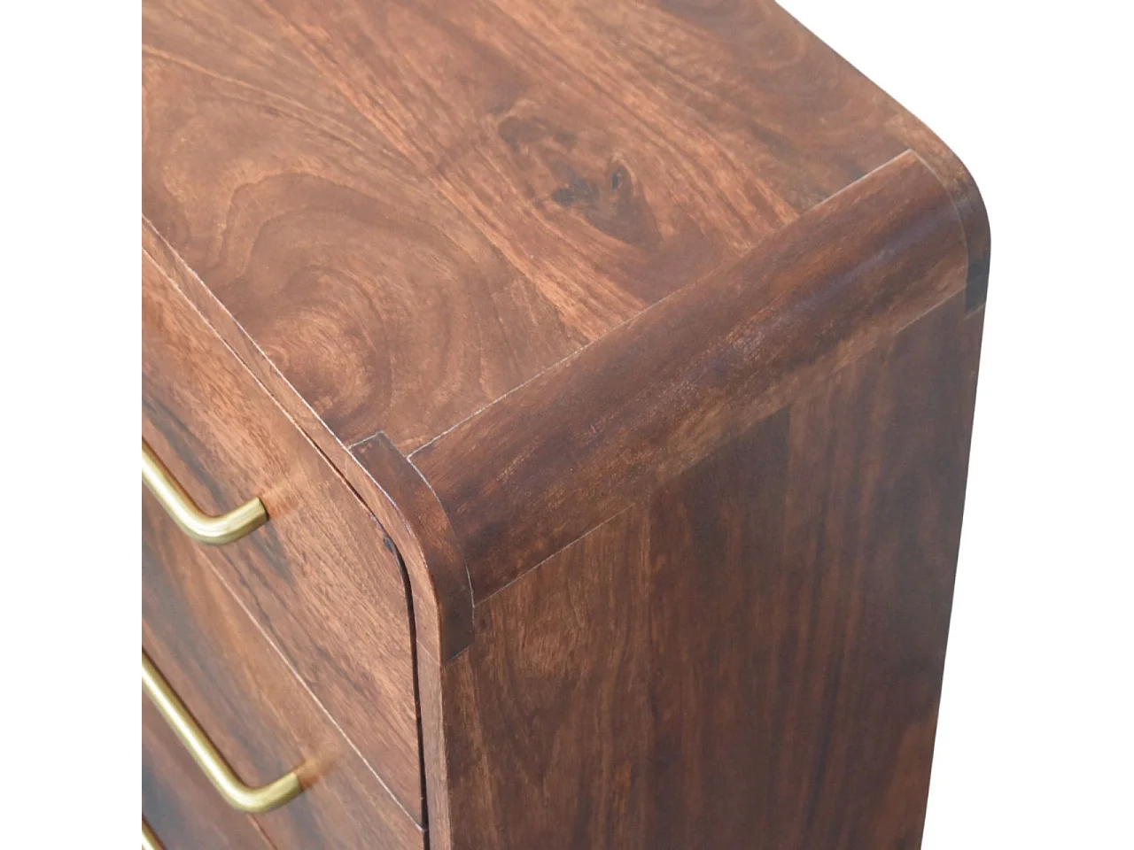Artisan Furniture Bois massif Commode Arrondie à, 3 Tiroirs, Brun