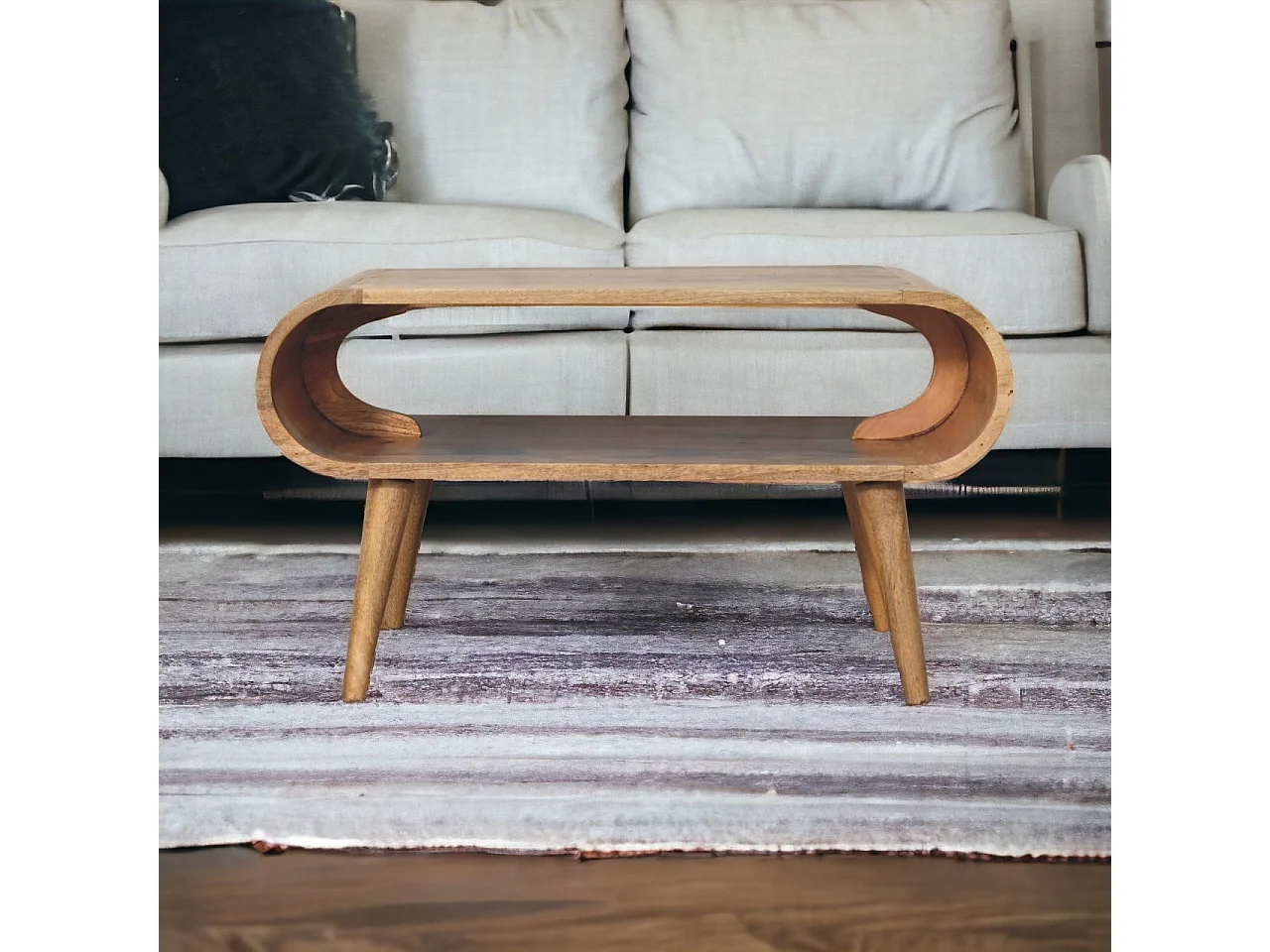 Artisan Furniture Bois massif Table Basse Ouverte Finition Chêne Clair