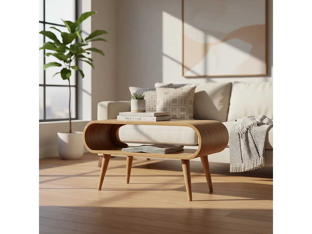 Artisan Furniture Bois massif Table Basse Ouverte Finition Chêne Clair