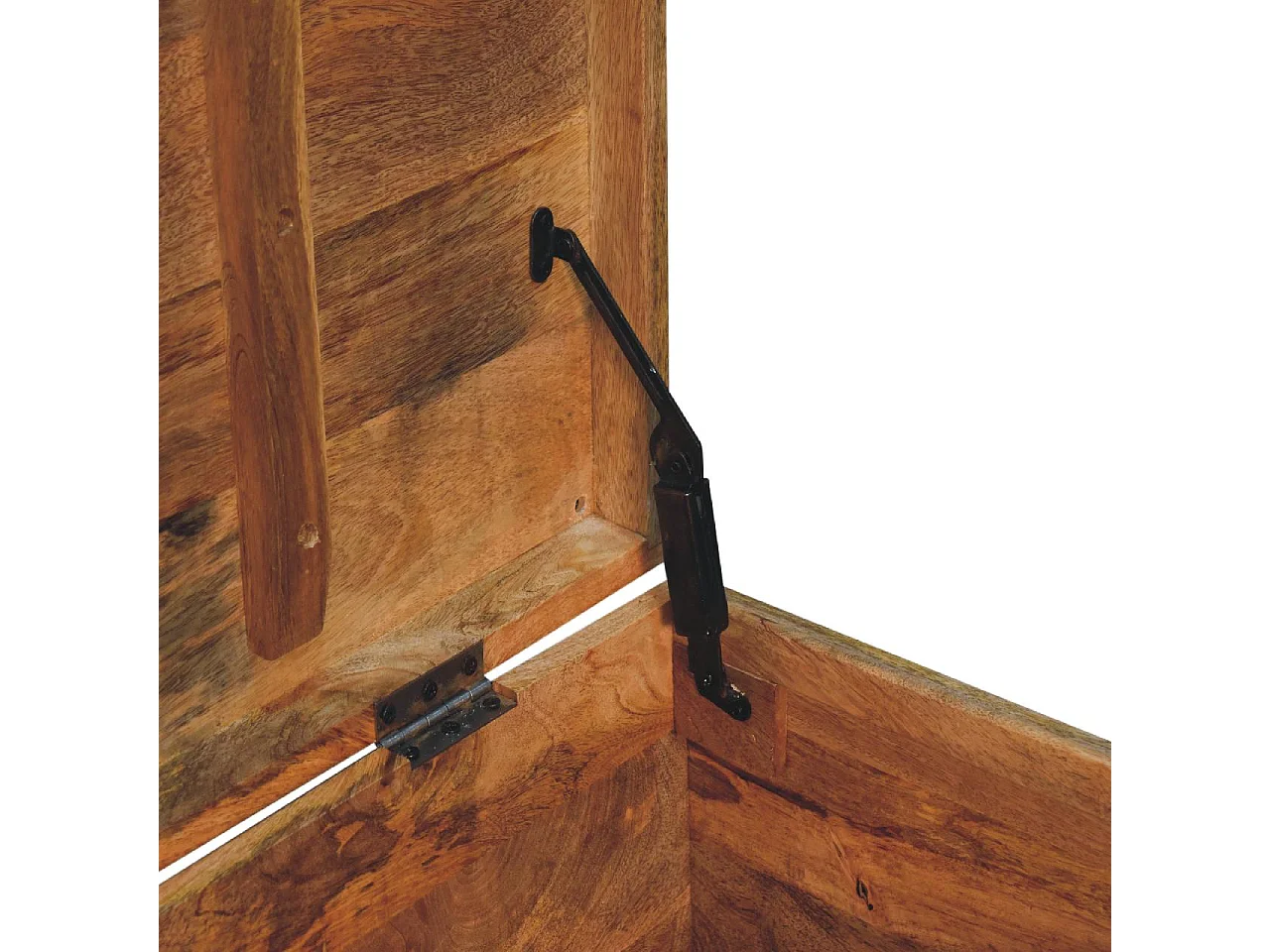 Artisan Furniture Bois massif Coffre de Rangement en Cuir de Buffle Finition Chêne Clair