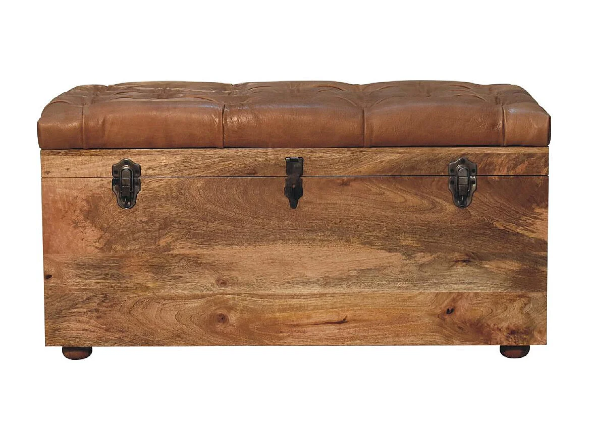 Coffre de rangement Buffalo Hide Artisan Furniture finition chêne, marron