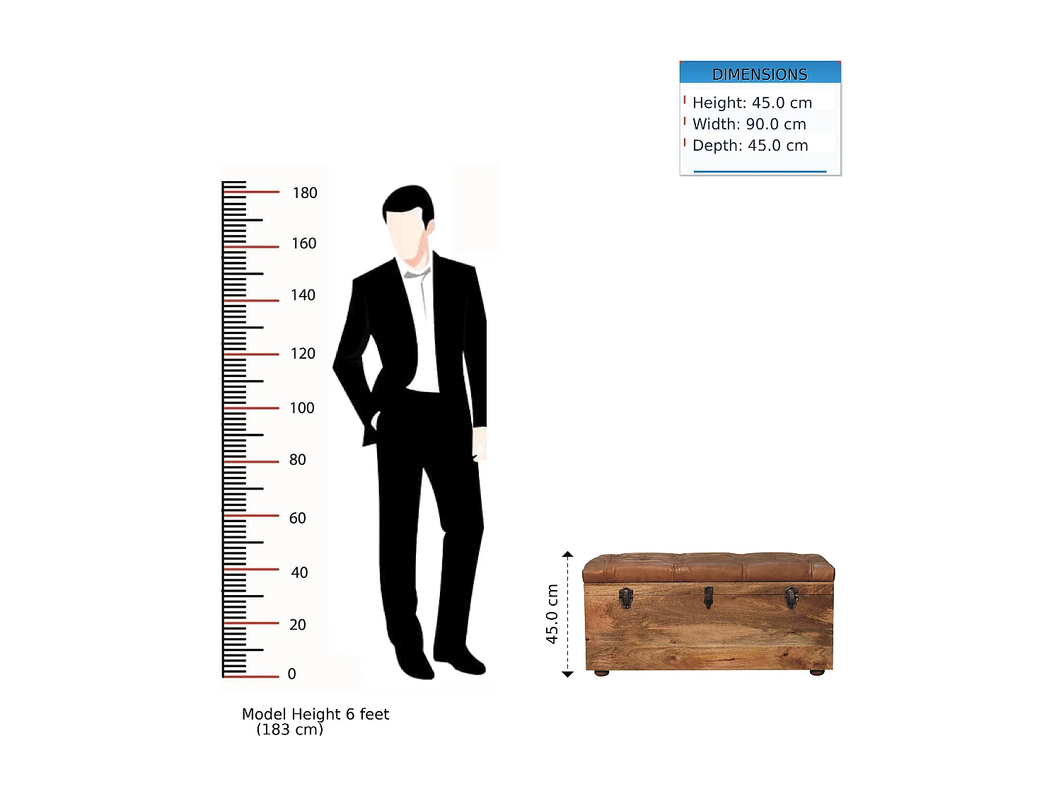 Coffre de rangement Buffalo Hide Artisan Furniture finition chêne, marron