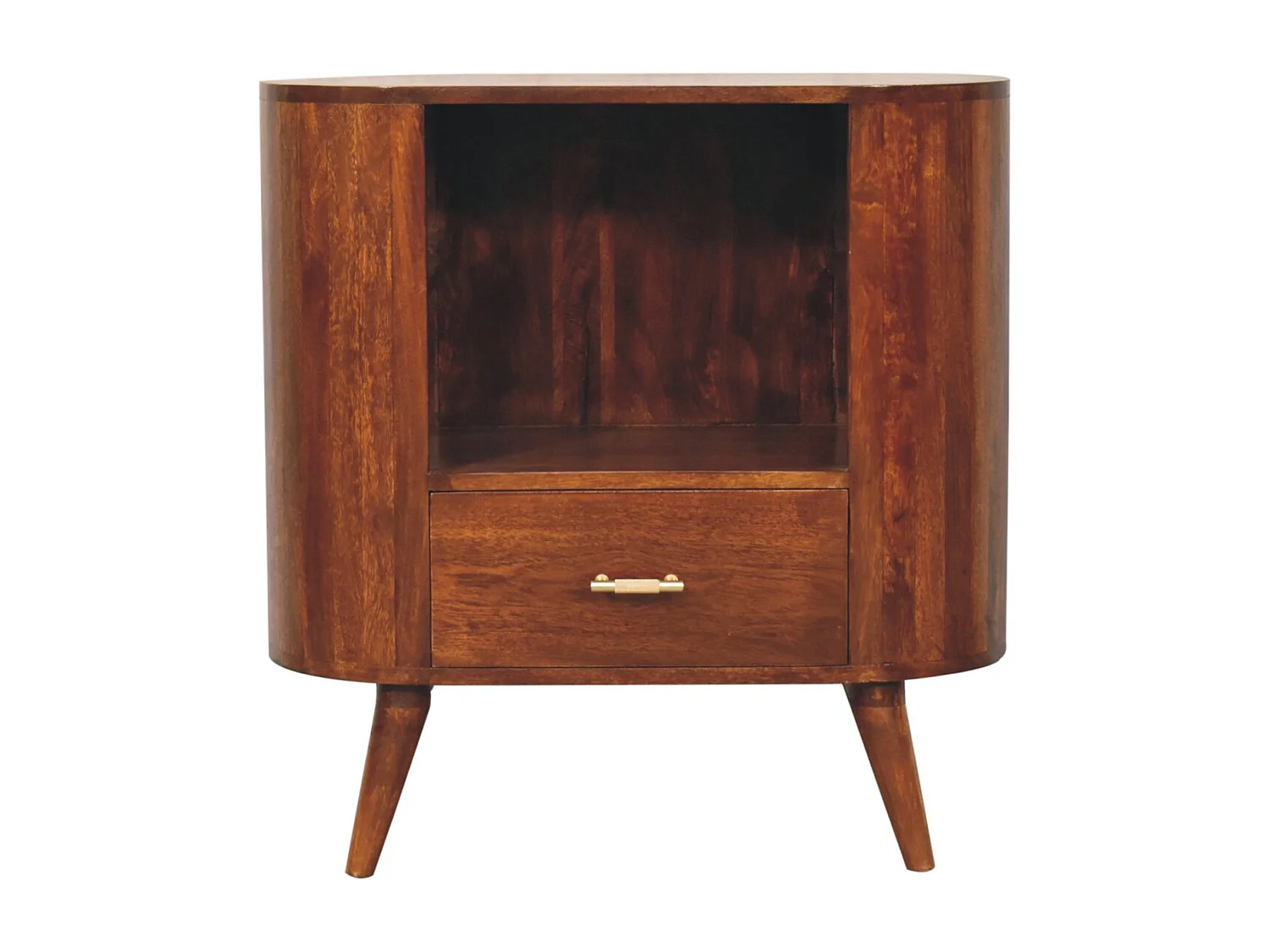 Meuble avec niche ouverte T-bar Cortez Artisan Furniture en bois de châtaignier, 1 tiroir, marron