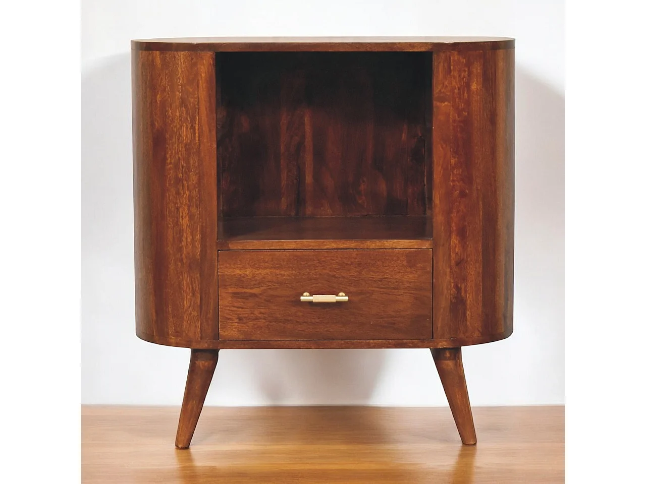 Meuble avec niche ouverte T-bar Cortez Artisan Furniture en bois de châtaignier, 1 tiroir, marron