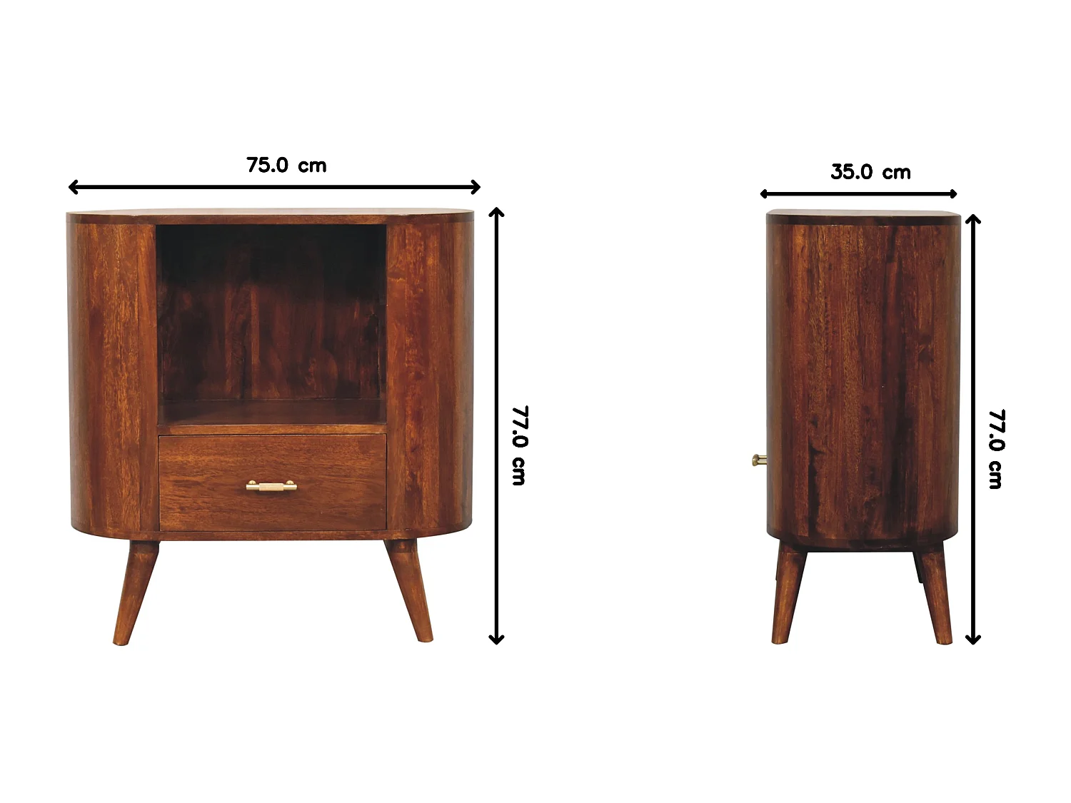 Meuble avec niche ouverte T-bar Cortez Artisan Furniture en bois de châtaignier, 1 tiroir, marron