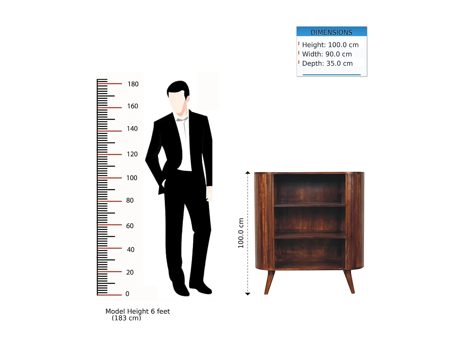 Meuble ouvert Cortez en châtaignier Artisan Furniture, 3 étagères ouvertes, marron