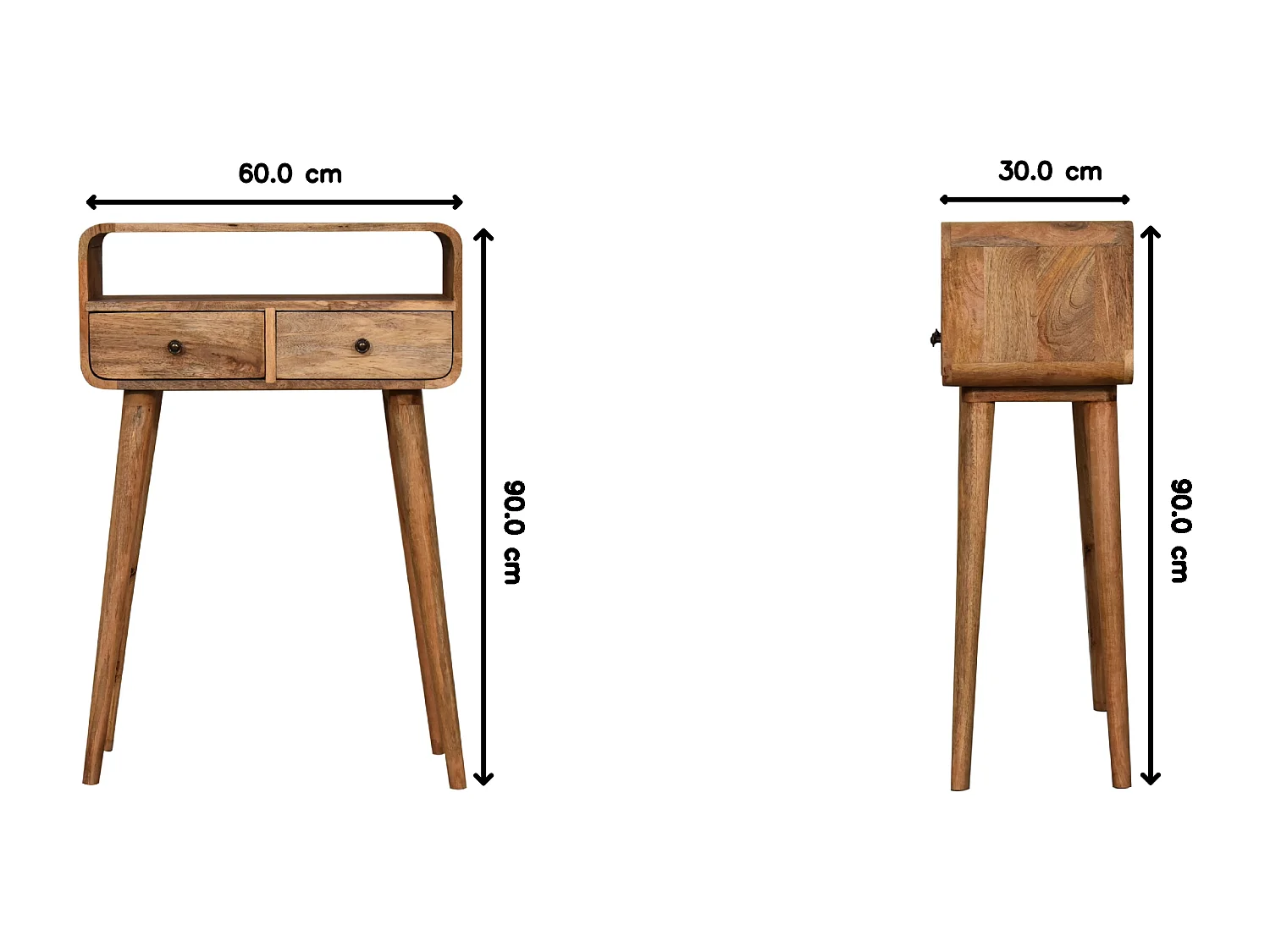 Artisan Furniture Bois massif Petite Console Courbée Finition Chêne Clair