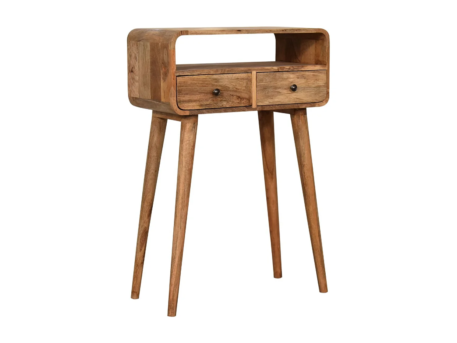 Artisan Furniture Massivholz Mini-Konsolentisch aus gebogenem Eichenholz