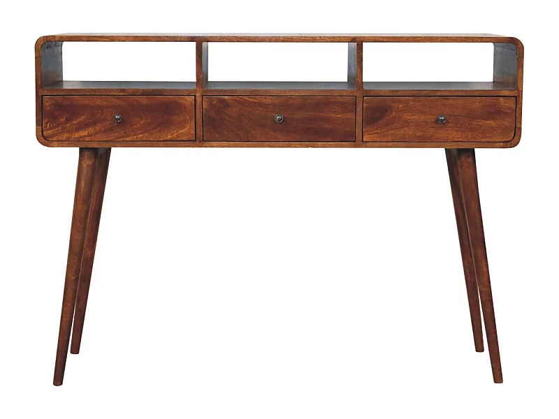 Artisan Furniture Bois massif Console Triple Courbée en Châtaignier