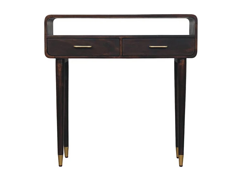 Artisan Furniture Bois massif Bureau Console Apollo Loop, 2 tiroirs, Brun foncé