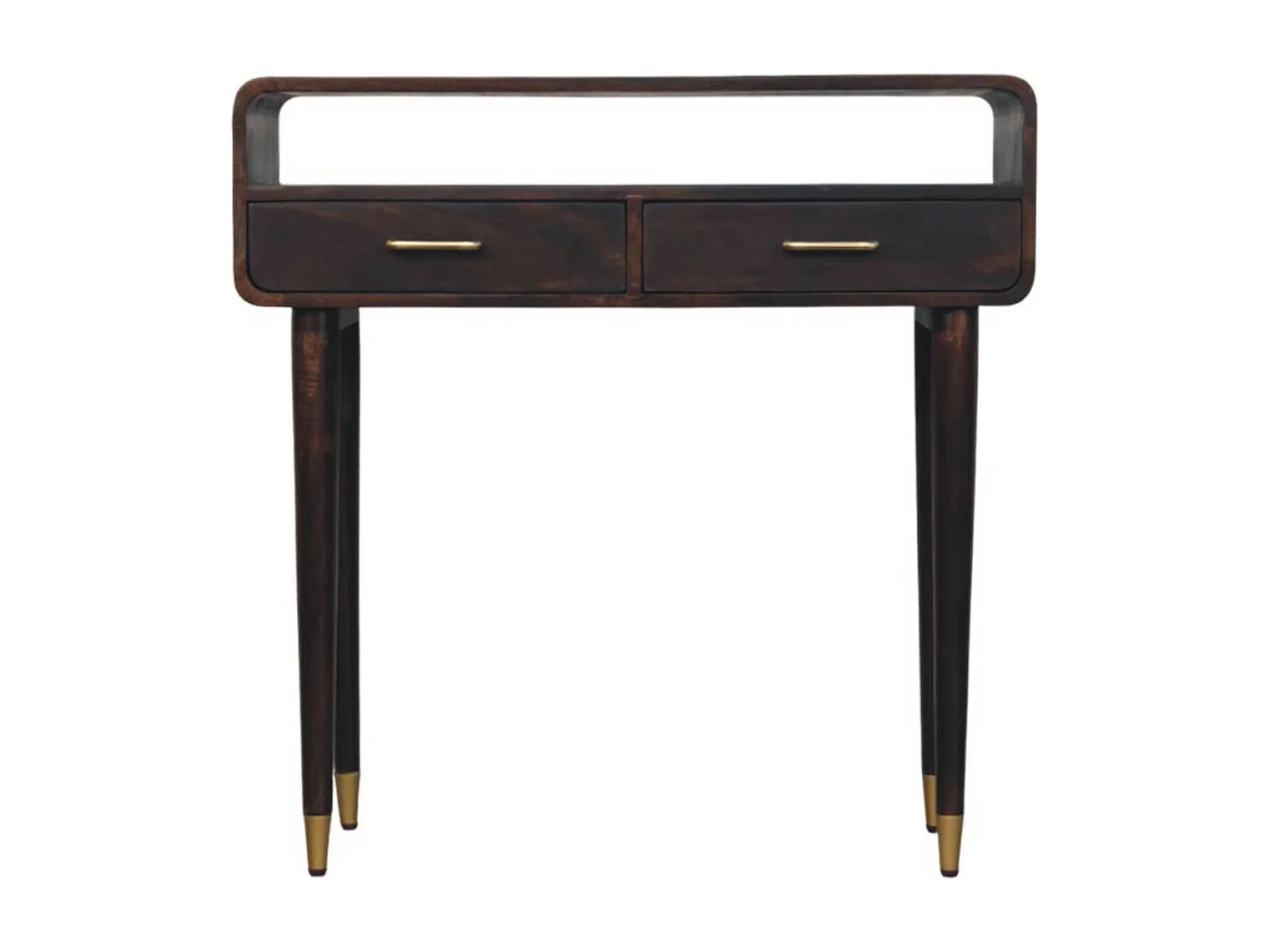 Artisan Furniture Bois massif Bureau Console Apollo Loop, 2 tiroirs, Brun foncé