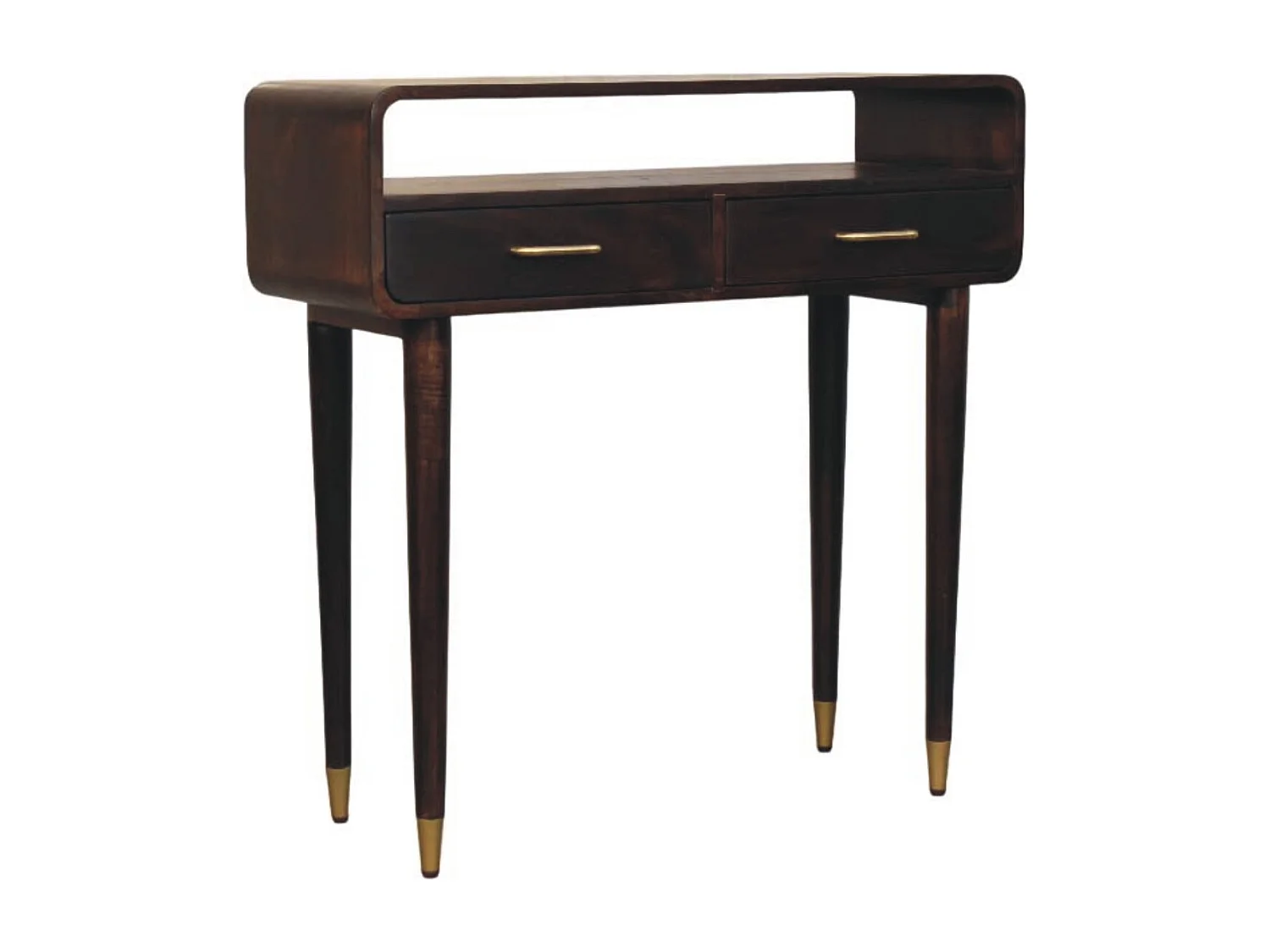 Artisan Furniture Bois massif Bureau Console Apollo Loop, 2 tiroirs, Brun foncé