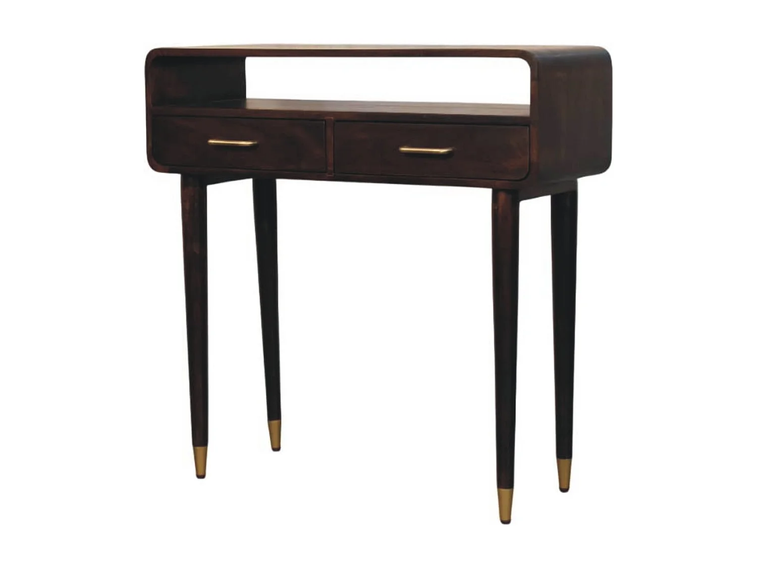 Artisan Furniture Bois massif Bureau Console Apollo Loop, 2 tiroirs, Brun foncé