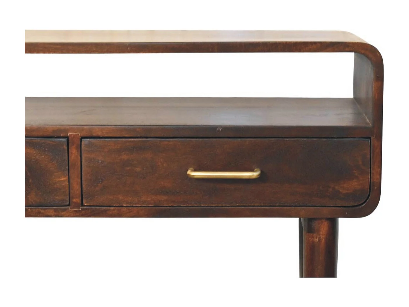 Artisan Furniture Bois massif Bureau Console Apollo Loop, 2 tiroirs, Brun foncé