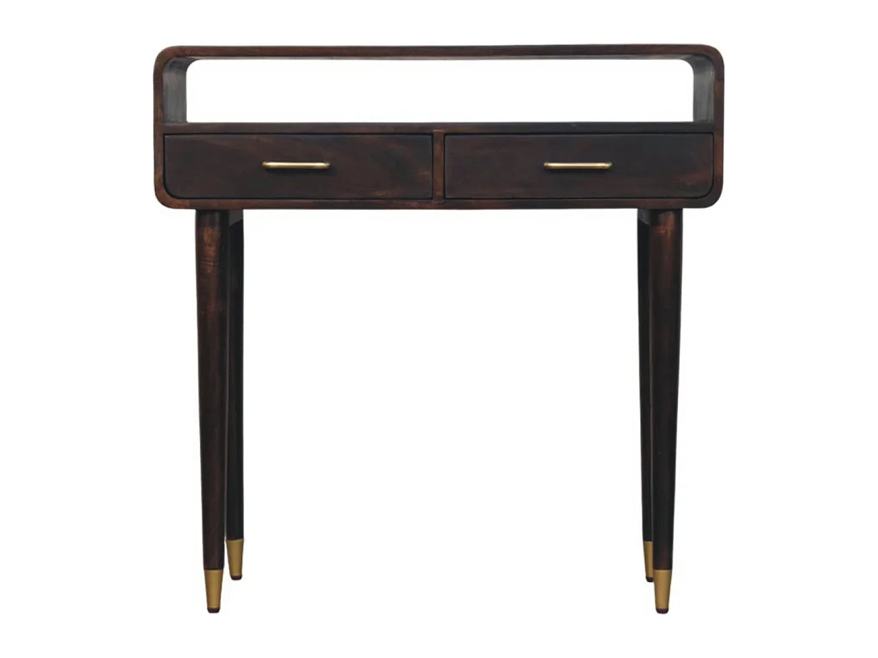 Artisan Furniture Bois massif Bureau Console Apollo Loop, 2 tiroirs, Brun foncé