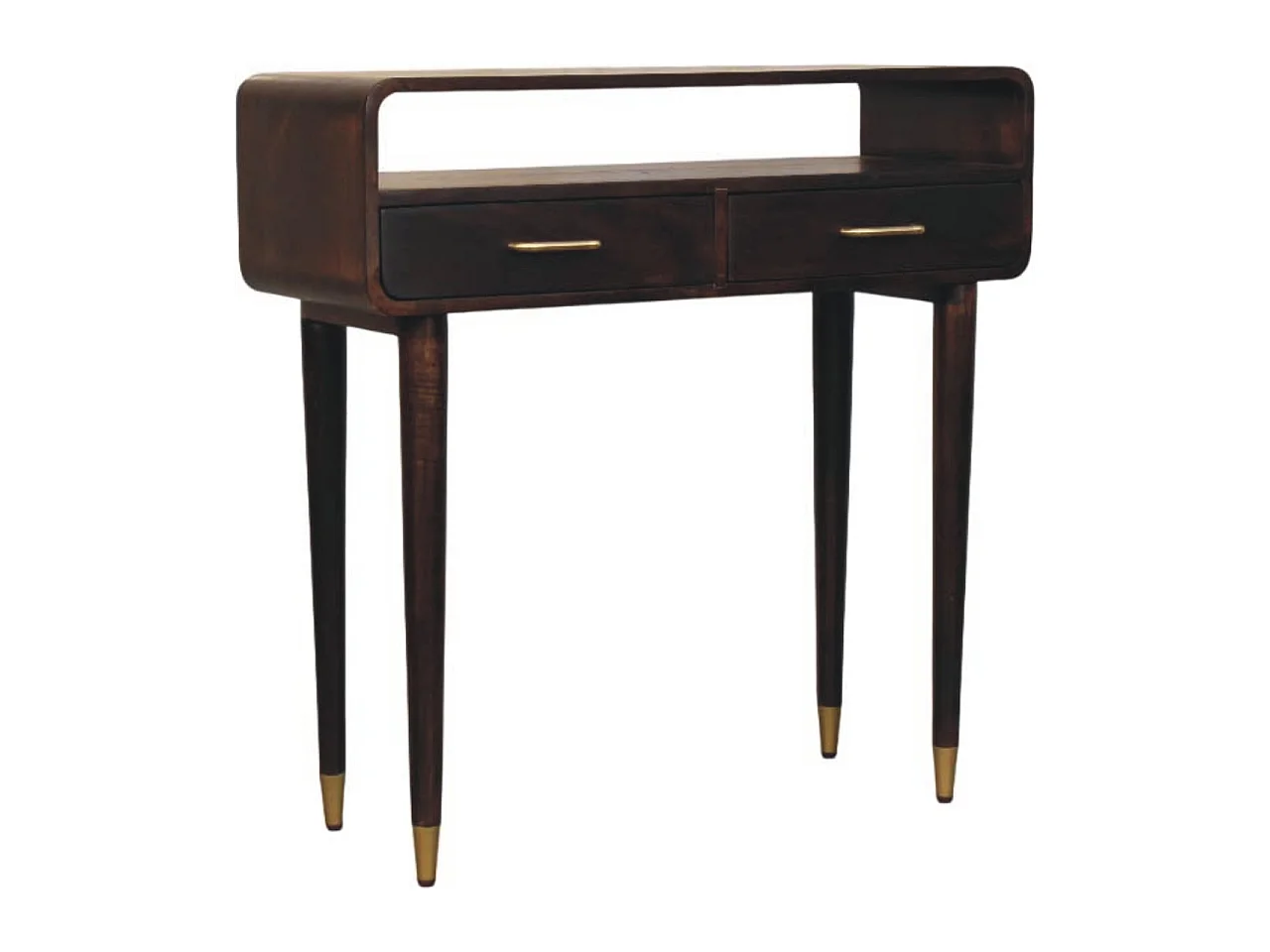 Artisan Furniture Bois massif Bureau Console Apollo Loop, 2 tiroirs, Brun foncé