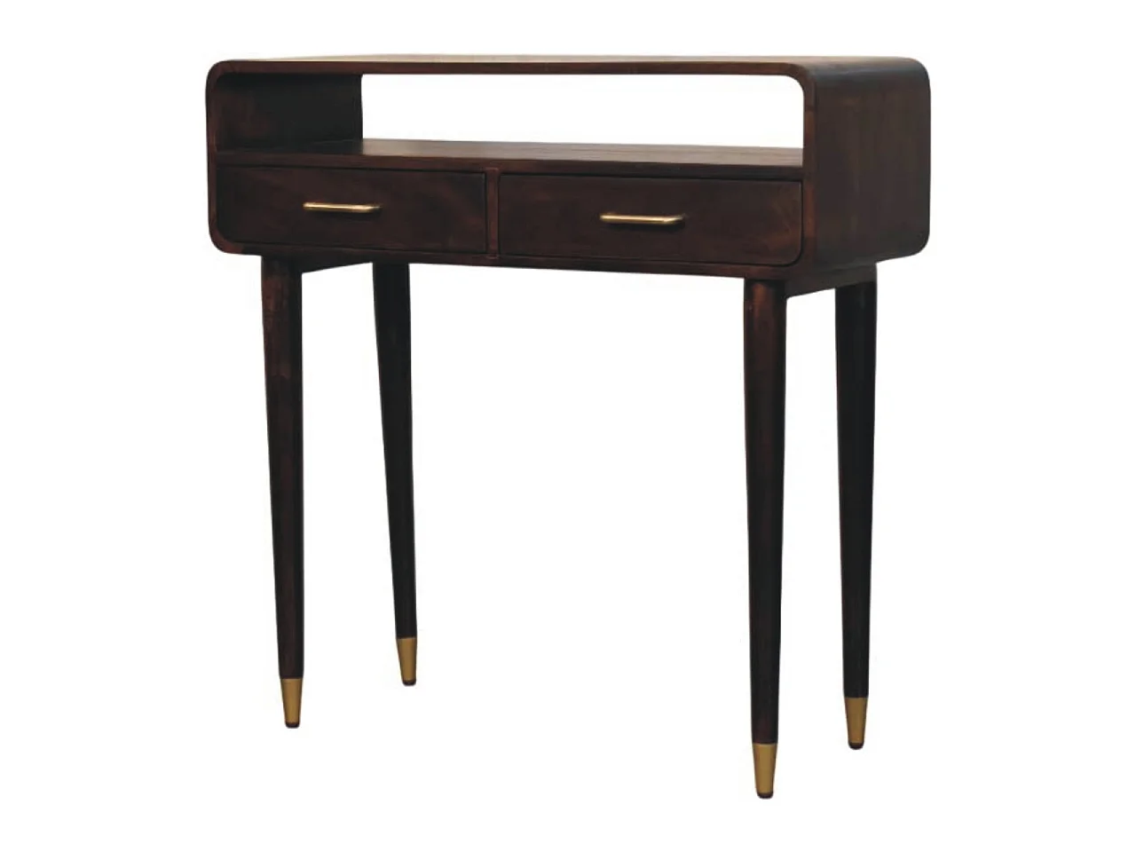Artisan Furniture Bois massif Bureau Console Apollo Loop, 2 tiroirs, Brun foncé