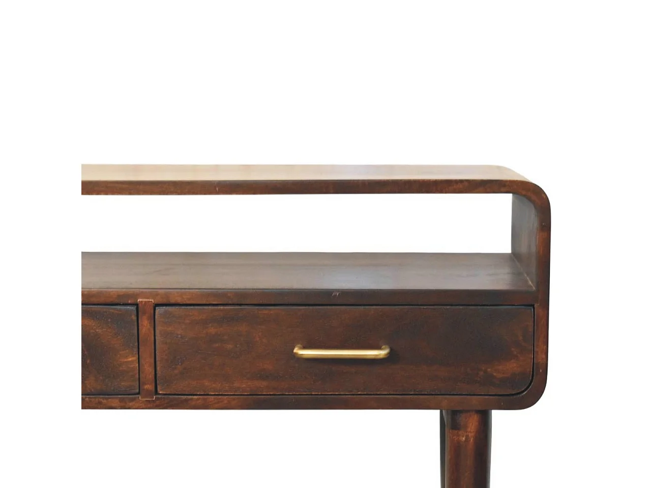 Artisan Furniture Bois massif Bureau Console Apollo Loop, 2 tiroirs, Brun foncé