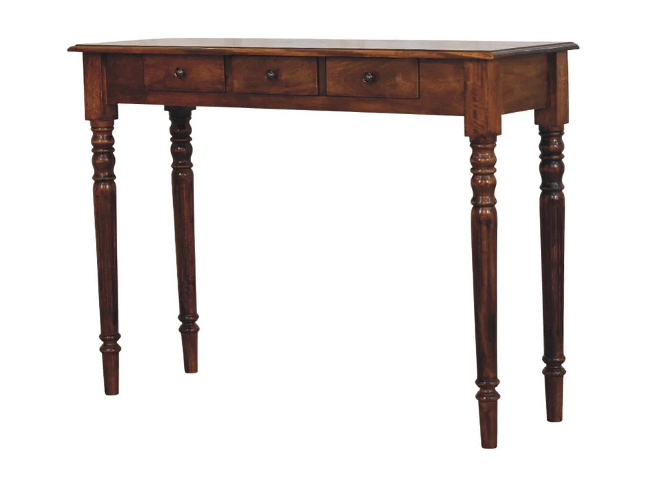 Artisan Furniture Bois massif Console en Châtaignier à 3 Tiroirs et Pieds Tournés