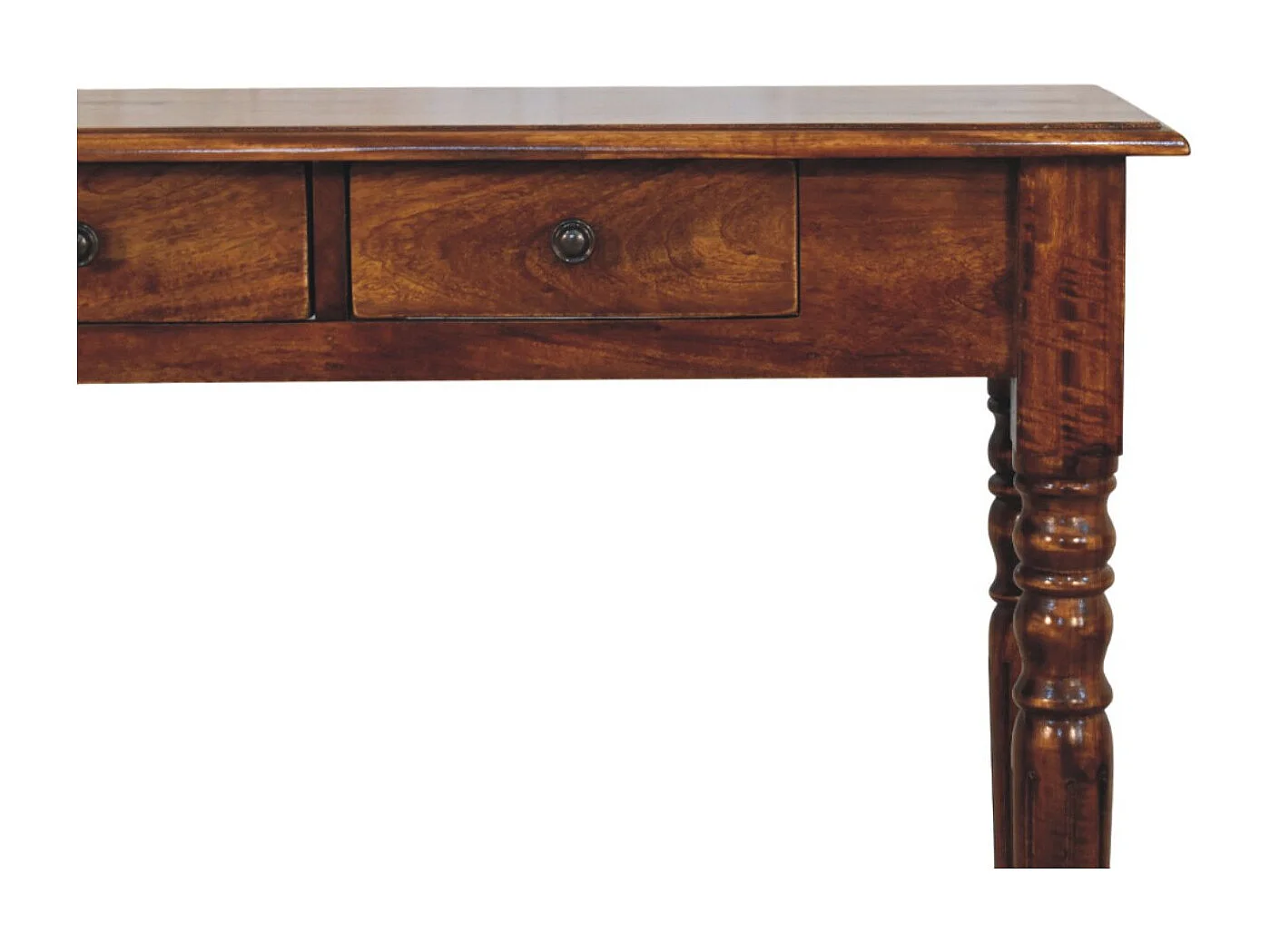 Artisan Furniture Bois massif Console en Châtaignier à 3 Tiroirs et Pieds Tournés