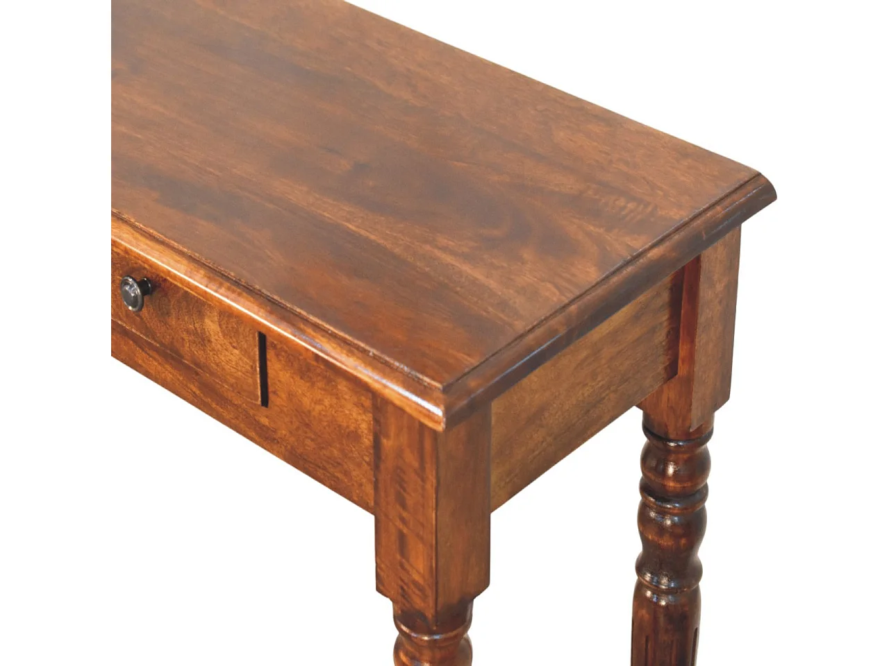 Artisan Furniture Bois massif Console en Châtaignier à 3 Tiroirs et Pieds Tournés