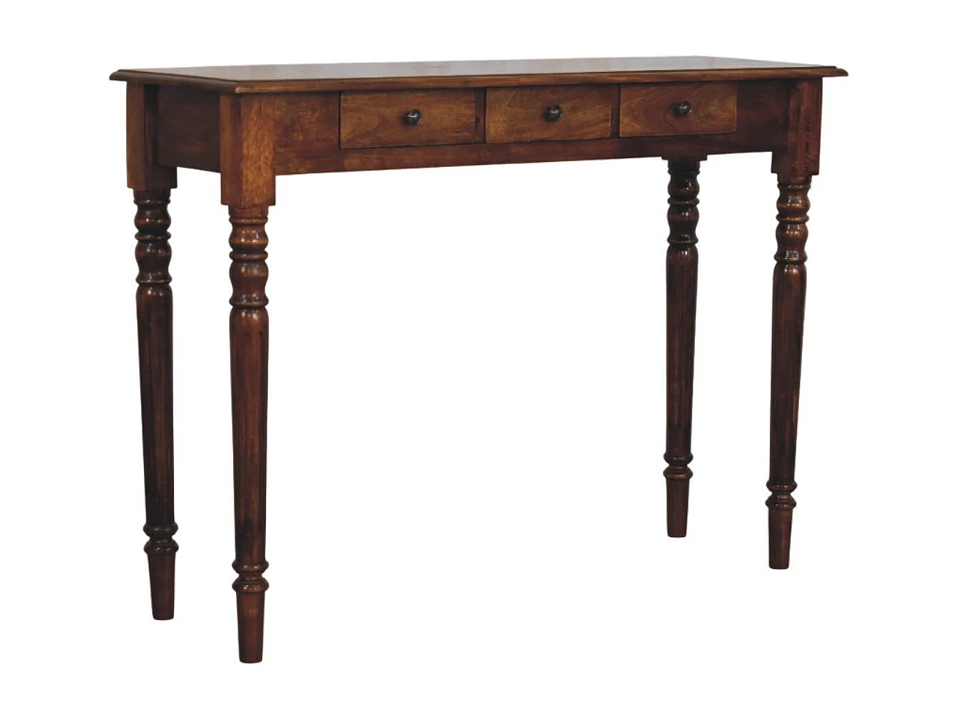 Artisan Furniture Bois massif Console en Châtaignier à 3 Tiroirs et Pieds Tournés