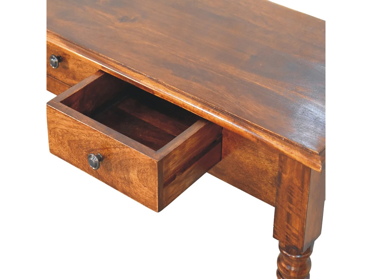 Artisan Furniture Bois massif Console en Châtaignier à 3 Tiroirs et Pieds Tournés