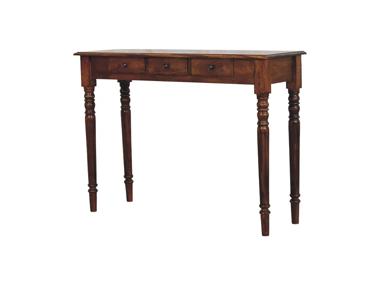 Artisan Furniture Massief hout Gedraaide poten, 3 laden, kastanjehouten console