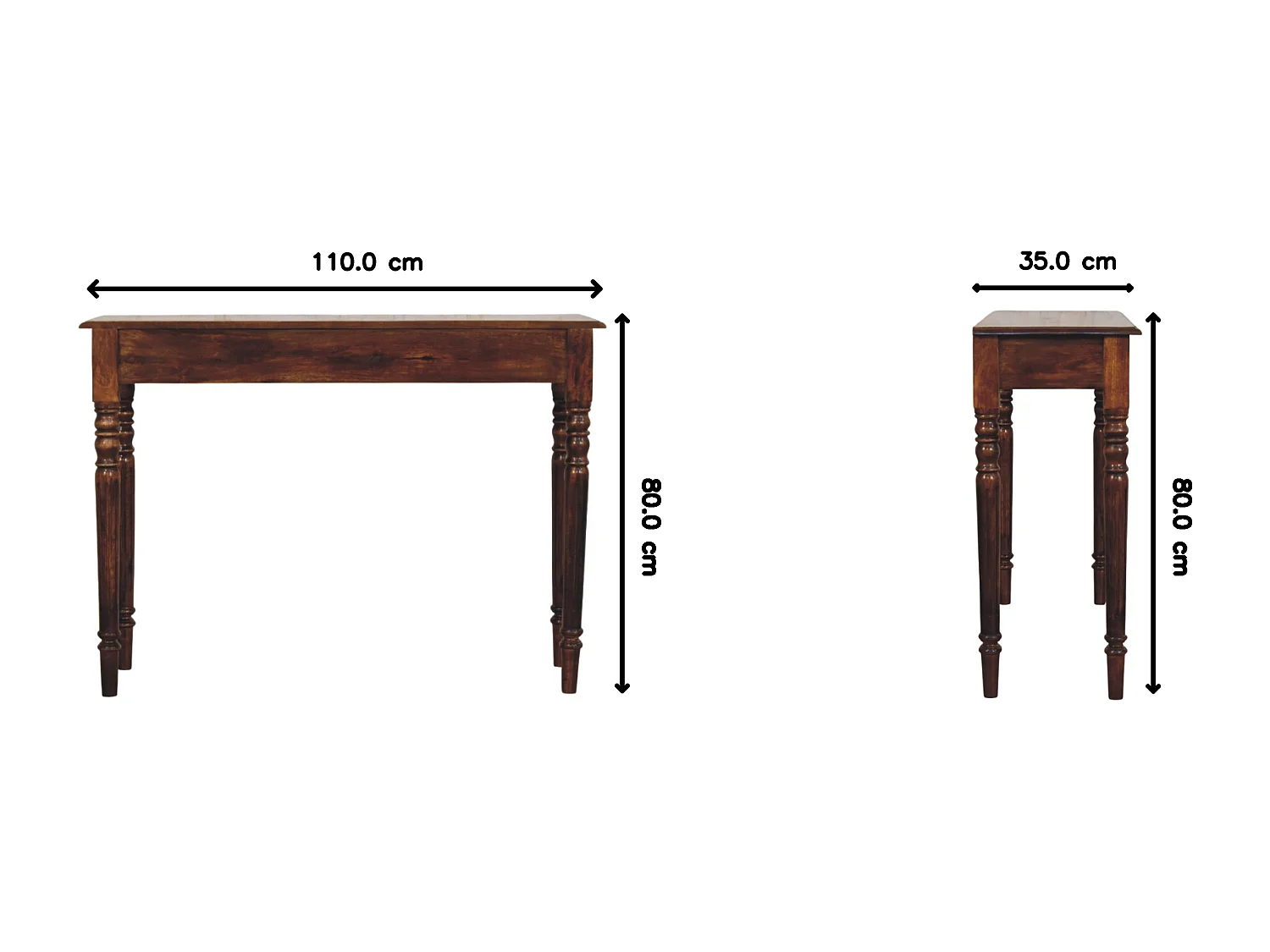 Artisan Furniture Bois massif Console en Châtaignier à 3 Tiroirs et Pieds Tournés