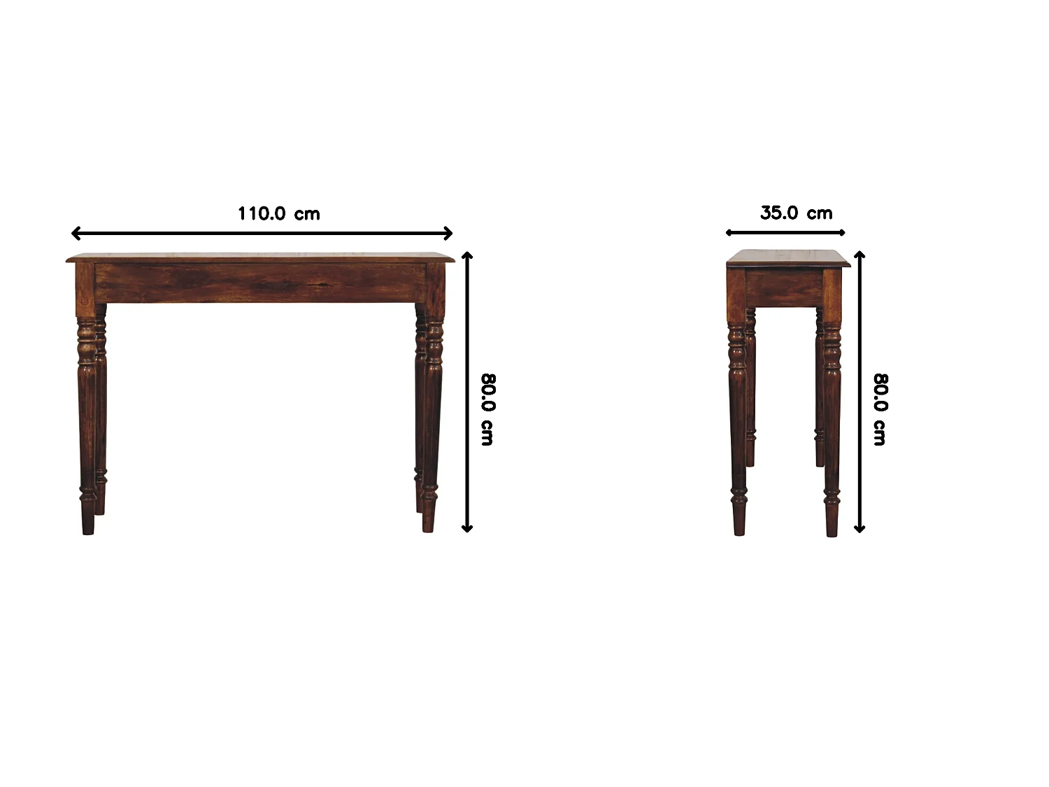 Artisan Furniture Massief hout Gedraaide poten, 3 laden, kastanjehouten console