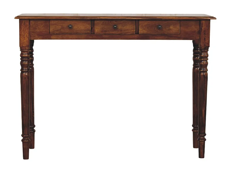 Artisan Furniture Bois massif Console en Châtaignier à 3 Tiroirs et Pieds Tournés