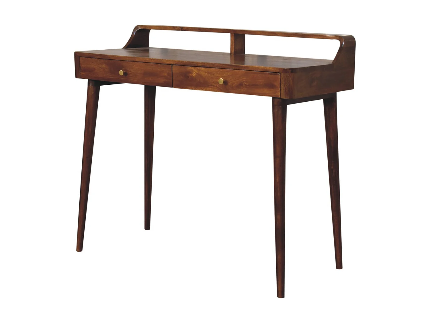 Artisan Furniture Bois massif Console surélevée en Bois de Châtaignier, 2 tiroirs, Brun