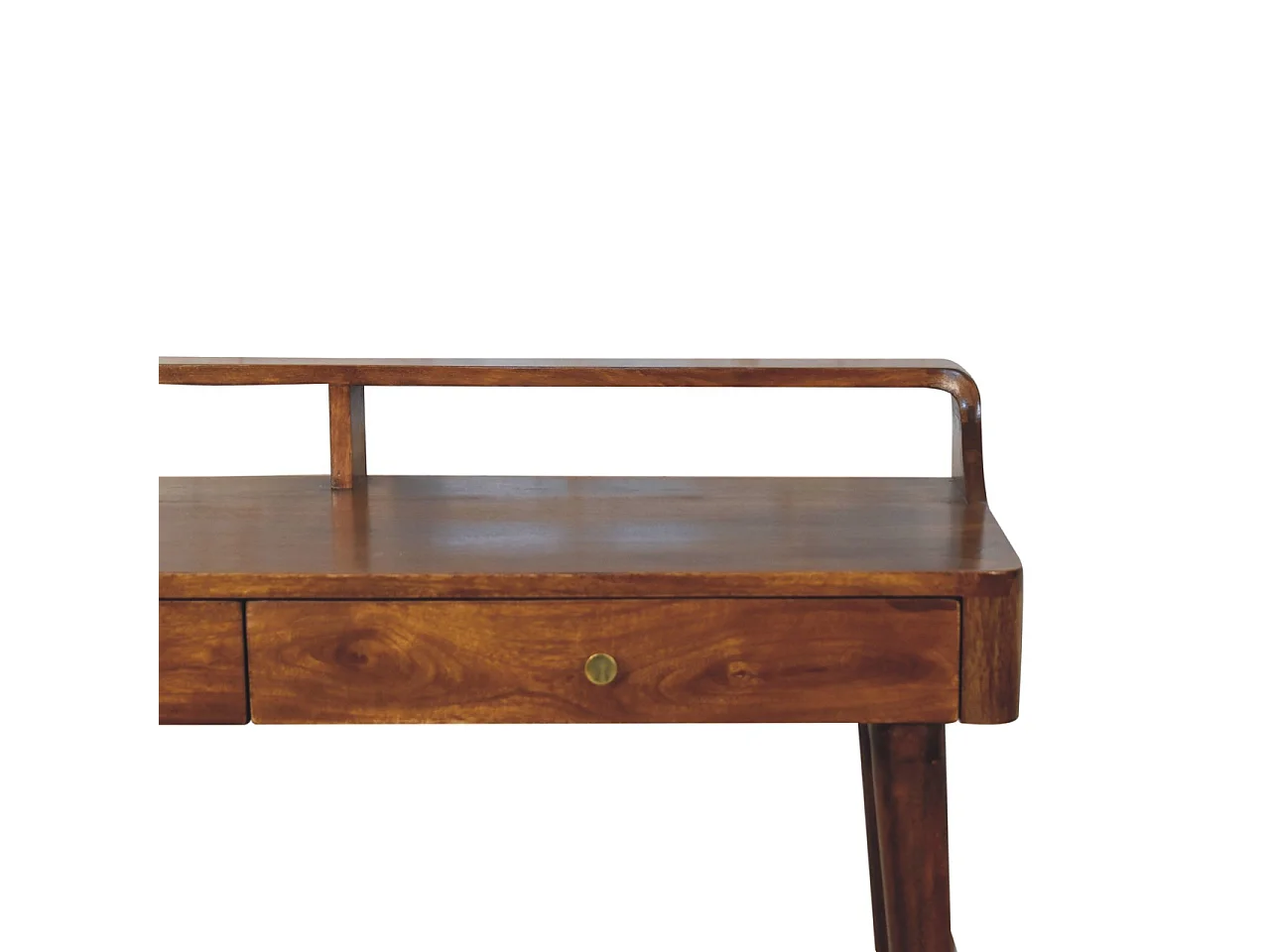 Artisan Furniture Solid Wood Raised Console Table in Chestnut Wood, 2 Drawers, Brown