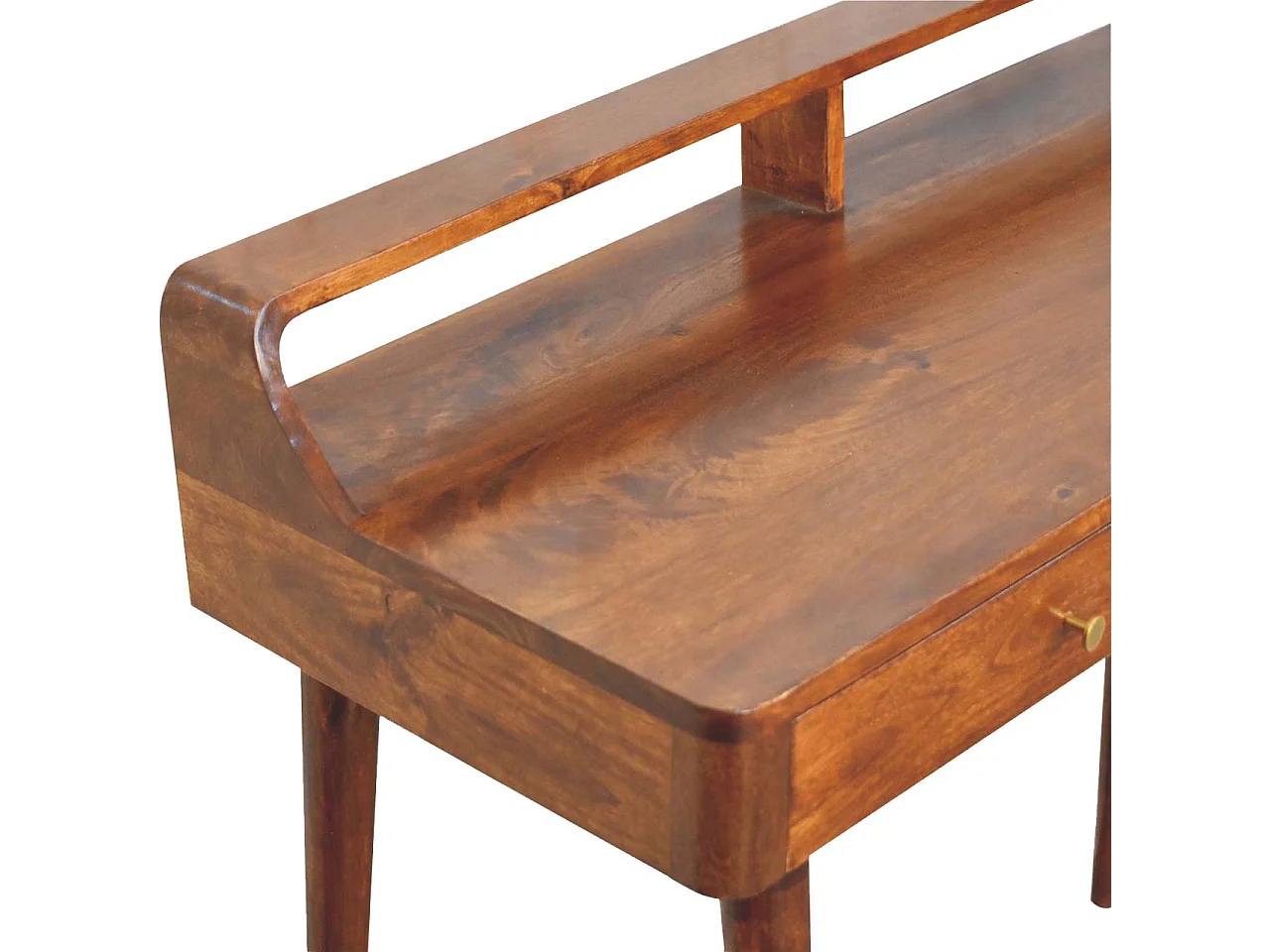 Artisan Furniture Solid Wood Raised Console Table in Chestnut Wood, 2 Drawers, Brown