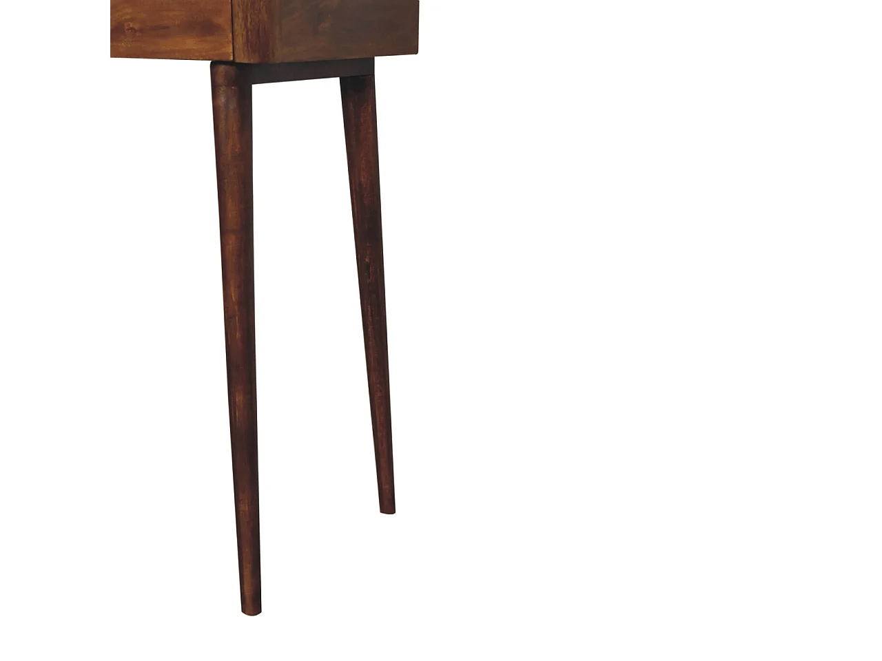 Artisan Furniture Solid Wood Raised Console Table in Chestnut Wood, 2 Drawers, Brown