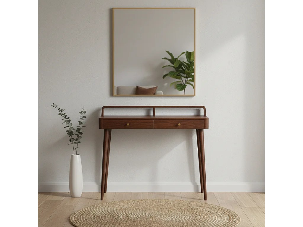 Artisan Furniture Bois massif Console surélevée en Bois de Châtaignier, 2 tiroirs, Brun