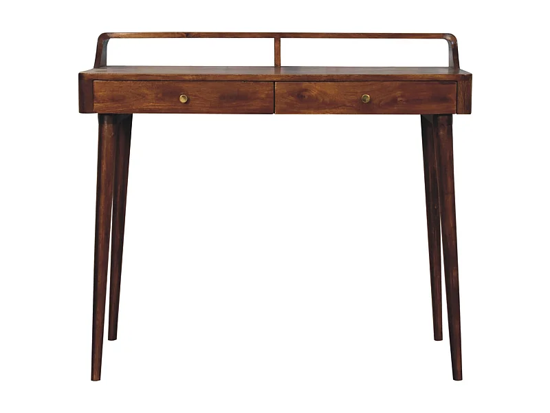 Artisan Furniture Bois massif Console surélevée en Bois de Châtaignier, 2 tiroirs, Brun