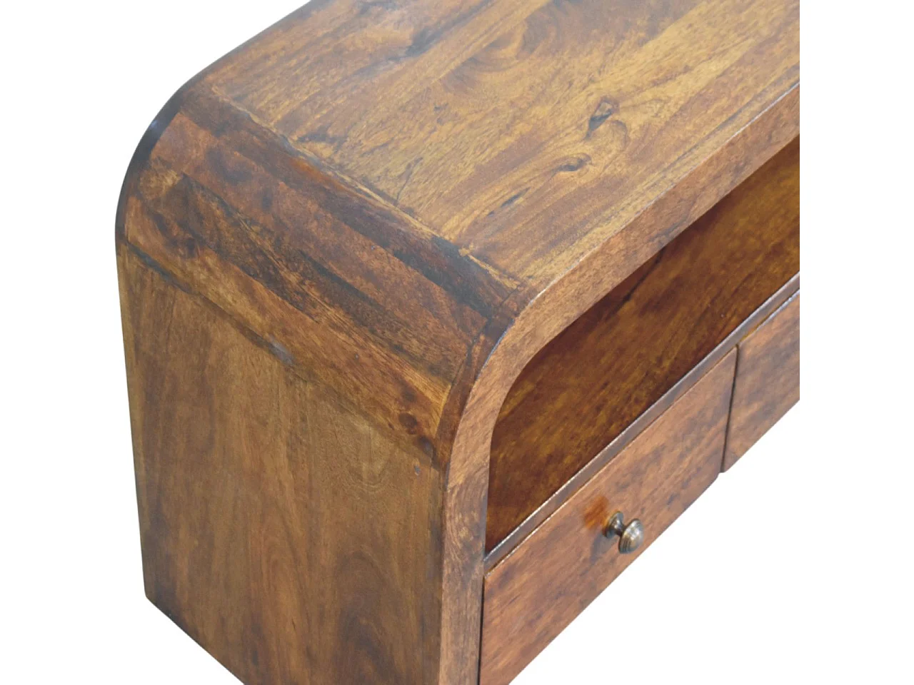 Artisan Furniture Massivholz Darcy 3-Schubladen-Regal aus Kastanienholz, Medienmöbel