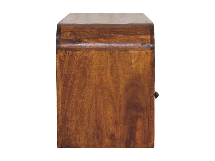 Artisan Furniture Bois massif Meuble TV Darcy, 3 Tiroirs et Étagère Ouverte en Châtaignier