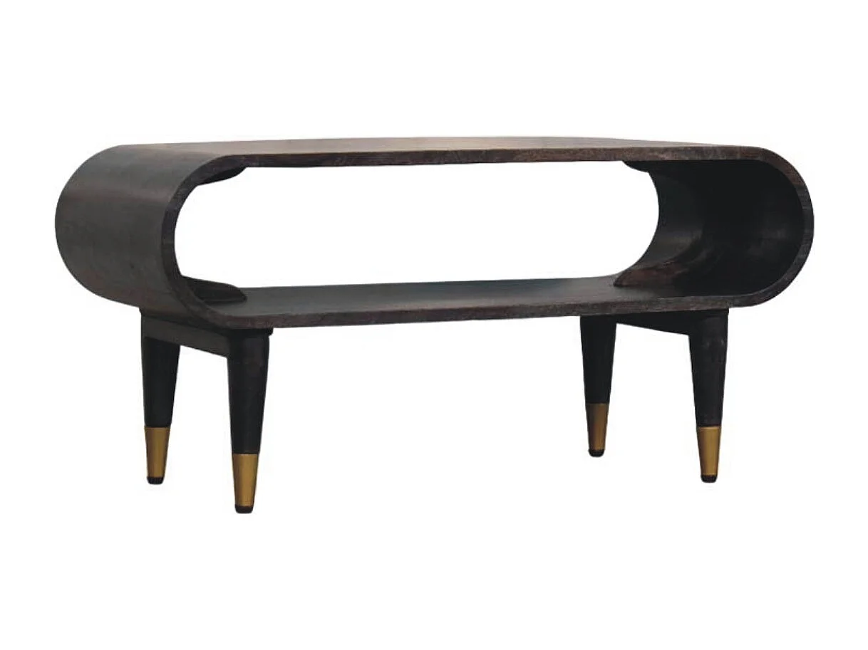 Artisan Furniture Massivholz Medien mit geschwungenen Kanten und Messingakzenten