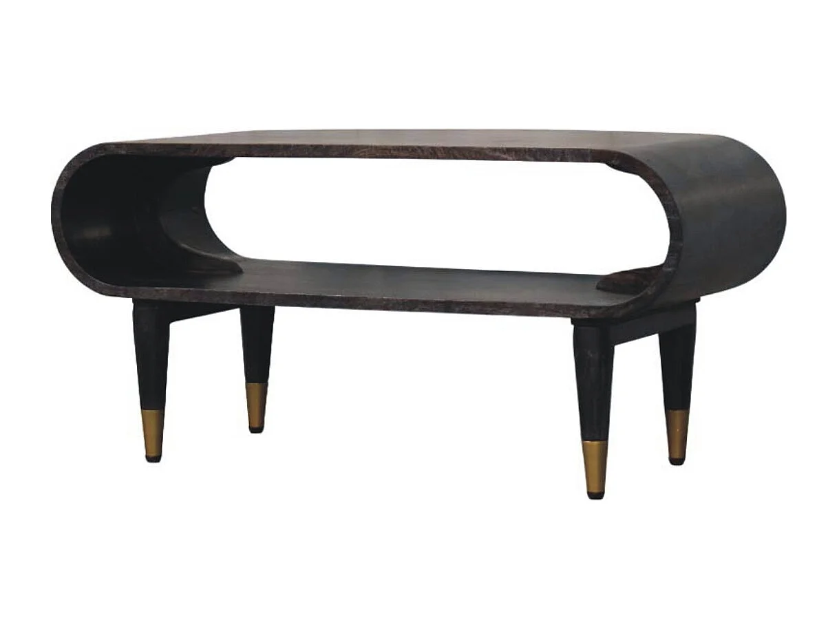 Artisan Furniture Massivholz Medien mit geschwungenen Kanten und Messingakzenten