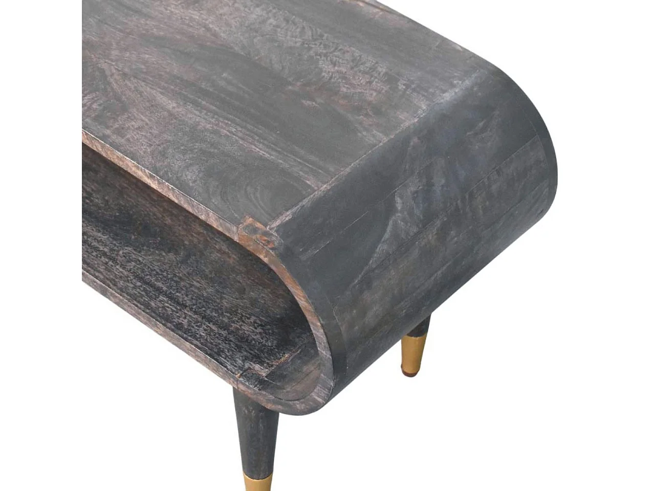 Artisan Furniture Massivholz Medien mit geschwungenen Kanten und Messingakzenten